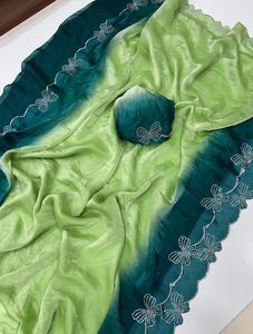 Diseñador Fendy Satin Dual Shaded Saree con Jarkan Diamond Butterfly Work y blusa para correr a juego Venta al por mayor Sari para mujer - Product Image 2