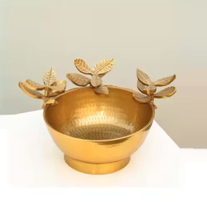 Metal Gold Brass Leaf Serving Bowl Metal Decorative Designer Modern Tableware <b>Dinnerware</b> Bowls Contemporary Handicrafts - Product Image 2