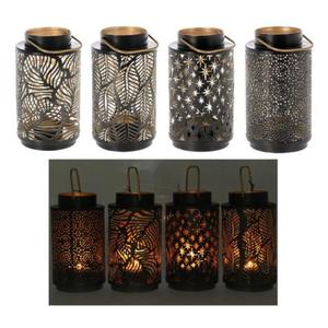 Porte-bougie votive en métal au design unique avec support votif fini enduit de poudre dorée pour centre de table à la maison - Product Image 4