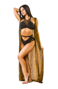 Señoras ligero cómodo Kaftan gasa traje de baño Long Beach Cover-Up Sexy Rhinestone leopardo patrón Fitness transpirable - Product Image 4