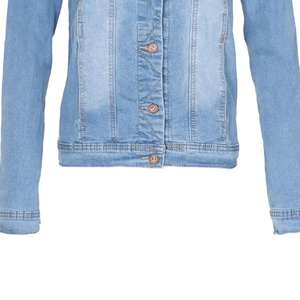 Chaqueta vaquera de piel sintética de mujer de color elegante con estampado de logotipo personalizado Chaqueta de piel vaquera de algodón de LICRA puro hecha de ajuste Premium para mujer - Product Image 2