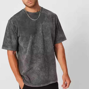 T-shirts acides pour hommes de qualité supérieure 100% coton Streetwear à séchage rapide décontracté impression de Logo personnalisé coupe surdimensionnée - Product Image 1