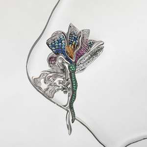 Broche de mode Jeulia Invisible Flower en argent sterling avec pierres multicolores - Product Image 5
