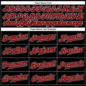 Camiseta de béisbol auténtica personalizada negra roja a rayas roja-blanca - Product Image 4