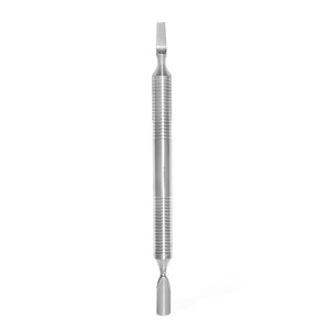 Empujador de cutículas de acero inoxidable de calidad superior Diseño antideslizante ligero duradero con hoja recta de empujador estrecho redondeado - Product Image 1
