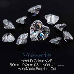 Diamant Moissanite en forme de coeur en vrac de haute qualité certifié IGI coupe princesse pour la fabrication de bijoux diamant cultivé en laboratoire à vendre - Product Image 2