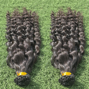 22" Luxury Flat Tip 5x8mm Keratins Hair Extensions 100% Human Cuticle Aligned Virgin Remy Hair 12a Grade Perm-Ready Curly - Product Image 2