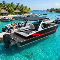 Bateau à pontons en fibre de verre, moteur hors-bord 90 CV, haute vitesse, divertissement familial et pêche en lac, toutes saisons, nouveau modèle