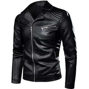 <b>Men</b> Casual <b>Leather</b> <b>Jackets</b> Autumn Winter New Fashion Stand Collar <b>Leather</b> Material High Street Style Zipper <b>Man</b> <b>Leather</b> <b>Jackets</b> - Product Image 1