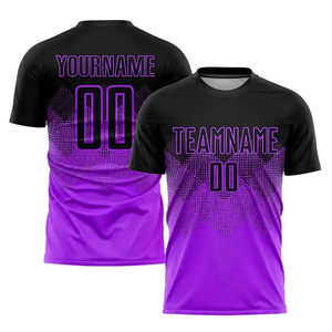 ชุดเสื้อฟุตบอลมืออาชีพเสื้อเจอร์ซีย์ฟุตบอลออกแบบโลโก้แบรนด์ของคุณชุดฟุตบอลสีม่วงและสีดำ - Product Image 5