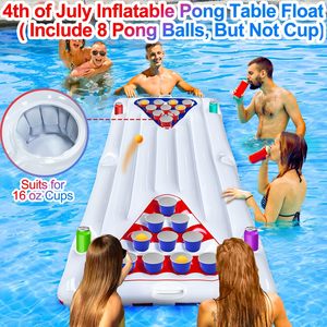 Hot Sale 2 in 1 Inflatable American Flag Pool Float Pong Game <b>Table</b> 6x3 Ft for 4th of July Party Water Games with 8 Balls - Product Image 6
