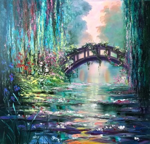 Claude Monet pittura su tela "ponte giapponese" ninfee Wall Art giglio pittura a olio verde natura decorazione della parete stagno pittura - Product Image 4