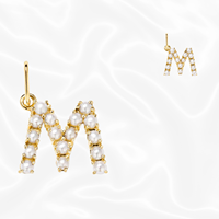 Vente flash - Pendentif en or 14 carats personnalisable avec initiale, alphabet, perle, lettre - Design unique pour enfants - Bijoux tendance