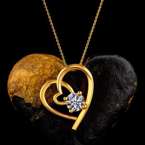 Pendentif double cœur en argent sterling 925 plaqué or 9 carats et rhodium, orné de zircone cubique, délicat, personnalisable, couleur au choix, thème amour chrétien - Product Image 1