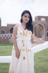 Ethereal White <b>Bohemian</b> Smocked <b>Maxi</b> <b>Dress</b> Gold Star Embroidery V Neck Tiered Summer Party Gown Ethereal White <b>Bohemian</b> Ethereal - Product Image 3