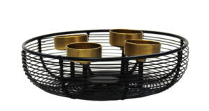 Fil métallique de fer enduit de poudre noire support votif à 4 sections fait à la main étanche décor à la maison - Product Image 5