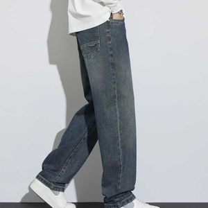 Men's Lightweight Mid Waist Straight Leg Slim Stretch Denim <b>Jeans</b> High Street Style Customizable Wholesale Summer - Product Image 4