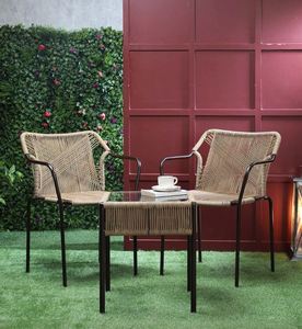 Lujoso juego de mesa y silla de Metal gris oscuro para el hogar, muebles de jardín para interiores y exteriores, Bar y restaurante de Hotel en la azotea abierta - Product Image 6