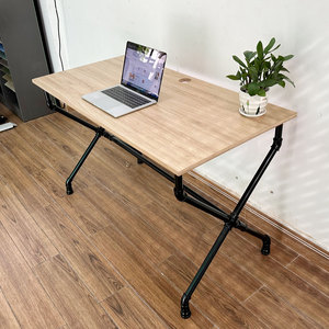 Wooden Industrial X-Shaped Pipe Leg <b>Foldable</b> <b>Office</b> <b>Desk</b> for Home <b>Office</b>-HBON010 - Product Image 5
