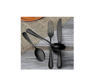Ensemble de couverts noir miroir ensemble de couverts de vaisselle 4 pièces ensemble d'argenterie noire avec couteaux pour les restaurants - Product Image 1