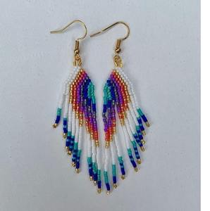 Boucles d'oreilles en perles de verre faites à la main bijoux bohème colorés pour femmes - Product Image 4