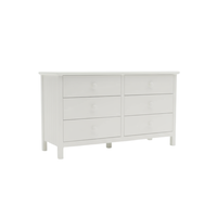 Commode moderne Aravinda à 6 tiroirs en bois de caoutchouc blanc, meuble de rangement pour enfants avec garantie d'un an, chambre à coucher, salon