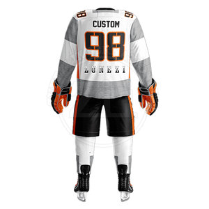 บริการรับผลิตชุดฮอกกี้น้ำแข็งแบบ OEM สำหรับทีม  ผ้าโพลีเอสเตอร์ 100% เป็นมิตรกับสิ่งแวดล้อม ระบายอากาศได้ดี น้ำหนักเบา - Product Image 4