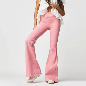 Saleh Enterprises Ladies High Waist Flare Bottom Jeans Washed <b>Stretch</b> <b>Denim</b> Eco-Friendly Breathable Quick Dry Color Fade Proof - Product Image 2
