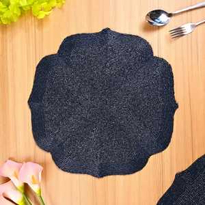 Mantel Individual Hecho a Mano con Cuentas Azules, de Lino y Poliéster, Bordado, Estilo Tradicional, Antideslizante, para Hogar, Cocina, Exterior y Bodas - Product Image 3