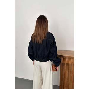 Short <b>Denim</b> <b>Jacket</b> with Blue Stones - Blue - Product Image 5