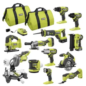 ALL NEW AUTHENTIC Ryobis 2695-15 M18 18V Cordless Lithium-Ion Combo Tools Kits 15 pieces