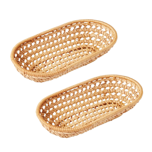 ตะกร้าหวายสาน/ถาดใส่ขนมปังเป็นมิตรกับสิ่งแวดล้อมของตกแต่งบ้านและห้องครัวอเนกประสงค์ปรับแต่งได้ตามต้องการ - Product Image 1
