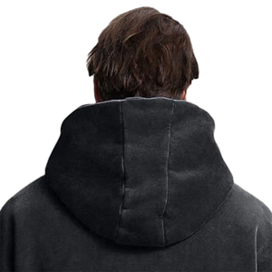 Sweat à capuche zippé uni délavé à l'acide pour homme, coupe classique, polaire 100% coton, respirant, séchage rapide, service OEM - Product Image 5
