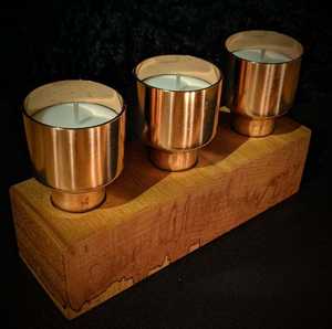 wooden base <b>set</b> <b>of</b> 3 <b>candle</b> holder <b>set</b> <b>candle</b> jar wax container metal <b>candle</b> jars without lid for home decoration - Product Image 1