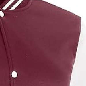 <b>Men</b>’s and Women Premium Maroon Varsity <b>Jacket</b> Classic Athletic Letterman with Contrast <b>White</b> Sleeves - Product Image 5