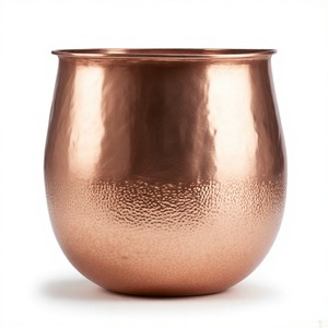 Pot martelé en pierre miroir dans le ton argenté de luxe avec le corps large parfait pour les plantes feuillues et les zones de déclaration - Product Image 3