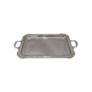 Pièce maîtresse élégante de haute qualité fabriquée en inde plateau de service avec illustration de fleurs en laiton fournitures de restaurant et d'hôtel personnalisables - Product Image 1