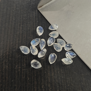 16 pièces de pierre de lune arc-en-ciel naturel 6x4mm poire facette 7.05 Cts Lot Iroc ventes bleu feu pierre de lune pierres précieuses en vrac coupe US $6.45 - Product Image 4