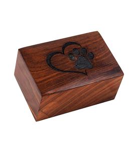Paw Engraved Rosewood Pet Urn for <b>Dogs</b> Cats Memorial Keepsake Urns for <b>Ashes</b> Photo Wooden Box (45 Cubic in Heart - Black) - Product Image 2