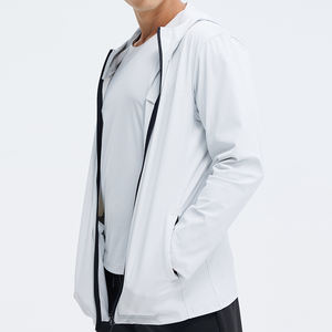 แจ็กเก็ตกันลมสำหรับผู้ชายผ้าฝ้าย100% คอตั้งพิมพ์โลโก้ด้านหน้ากำหนดได้เอง - Product Image 3