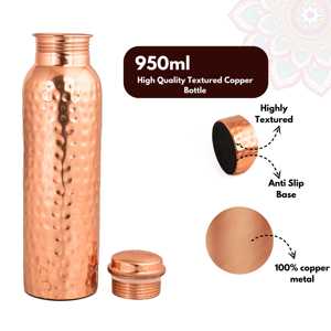 Botella de agua de cobre con diseño martillado hecho a mano, duradera y a prueba de fugas - Product Image 2