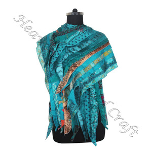 Nuevo indio Vintage seda 15 tiras Sari bufandas 2023 reciclado Fabricante Mayorista de India Sari parches bufanda Reversible - Product Image 3