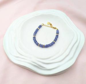 Bracelet de perles de rondelle à facettes naturelles 100% Bracelet en argent sterling 925 Tanzanite cadeau d'anniversaire parfait Bracelets de perles fines - Product Image 3