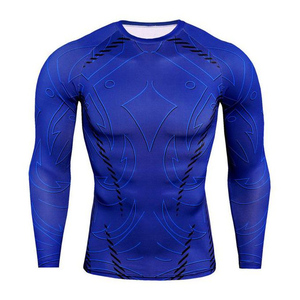 Chemises de sport de compression pour hommes, manches longues, MMA, impression personnalisée, rashguard pour hommes - Product Image 1