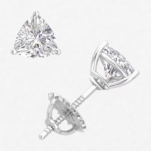 925 plata esterlina moissanite estudio trillón corte tachuelas pendientes VVS claridad fabricación para mujeres joyería de moda - Product Image 1