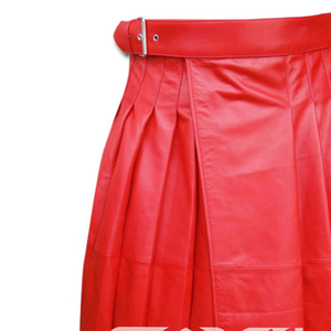 Fournisseur de kilts en cuir rouge de qualité supérieure à forte demande, polyvalent et durable, plissé pour le travail et les vêtements décontractés du Pakistan - Product Image 6