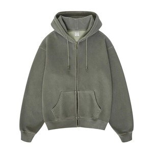 Survêtements unisexes avec logo personnalisé en coton/polyester pour sweats à capuche délavés à l'acide, pantalons de survêtement évasés superposés et sweats à capuche zippés brodés - Product Image 5