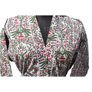 Kimono de algodón estampado Albornoz Mujer Verano Frente abierto Ropa de dormir Bata Vestido de playa - Product Image 3