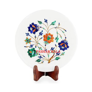 Belle plaque d'incrustation de marbre décorative de maison et de cuisine de conception indienne pour la plaque de conception de fleur d'incrustation de marbre blanc fabriquée à la main - Product Image 1