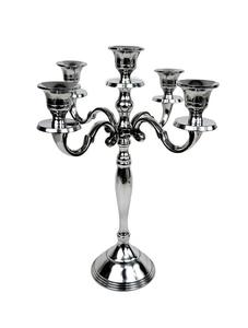 Cena de fiesta de boda Eventos formales Decoración para el hogar Portavelas de plata 5 Candelabros de vela para centro de mesa - Product Image 3